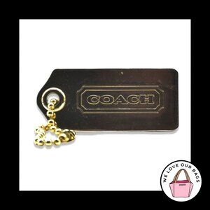 Rare 1.75" Y2K VINTAGE COACH Gold Brass Metal Fob Bag Charm Keychain Hang Tag
